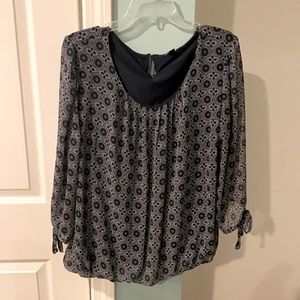 Navy Dressbarn patterned top